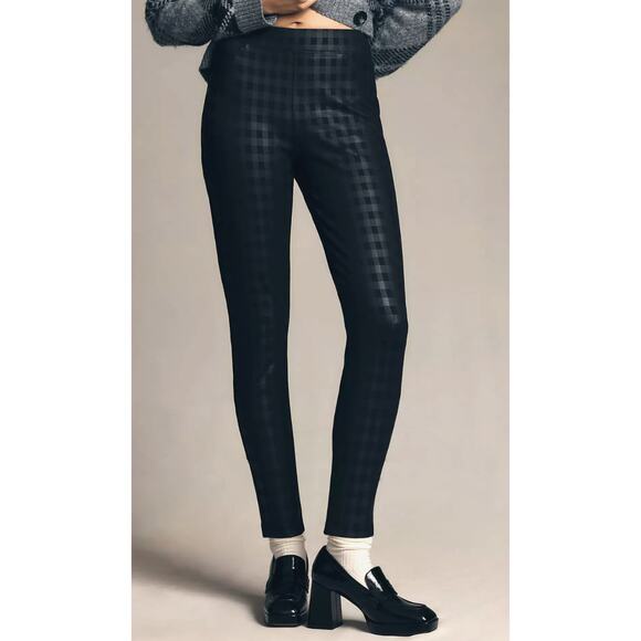 Anthropologie Sanctuary Leggings Womens Medium Runway Stretch Black Check NEW - Picture 2 of 10